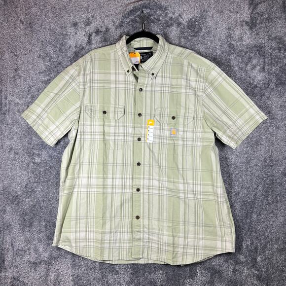 Carhartt Other - Carhartt Shirt Mens XL Light Green Loose Fit Midweight Short Sleeve Plaid New
